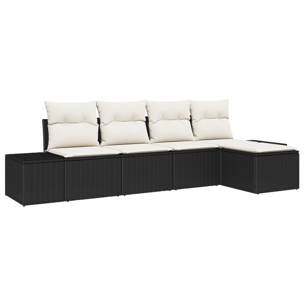 vidaXL Ensemble de Canapés de Jardin avec Coussins Noir Poly Rattan