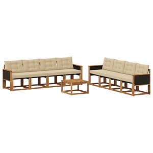 vidaXL Ensemble de canapés d'extérieur 9 pc Naturel et Beige