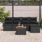 vidaXL Ensemble de canapé de jardin 6 Pièces Noir Poly rotin
