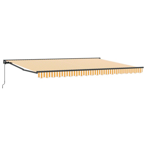 vidaXL Auvent rétractable manuel Jaune et blanc 4 × 3 5 m