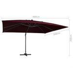 vidaXL Parasol déporté avec lumières LED Rouge bordeaux 400x300 cm