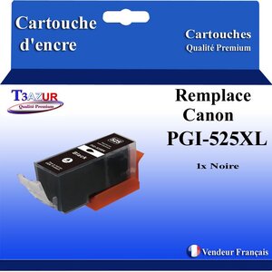 T3AZUR - Cartouche compatibles avec Canon PGI525 PGI-525 XL pour Canon Pixma iP4850 iP4900 iP4950 iX6500 iX6550 - Noire