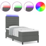 vidaXL Lit à ressorts avec matelas et lumière LED gris foncé  80 x 200 cm en tissu