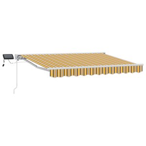 vidaXL Cadre de store manuel avec LEDs Jaune Gris et Blanc 3 5 x 2 m