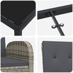 vidaXL Ensemble de salle à manger de jardin de 7 pièces avec coussins gris poly rattan