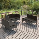 vidaXL Salon de jardin 6 Pièces avec coussins Résine tressée Gris