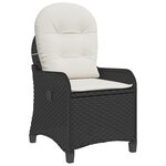 Chaise inclinable vidaXL avec coussin en poly rotin noir