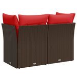 vidaXL Canapé de jardin avec coussins 2 places en résine tressée marron