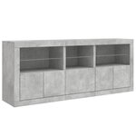 vidaXL Buffet avec lumières LED gris béton 162x37x67 cm