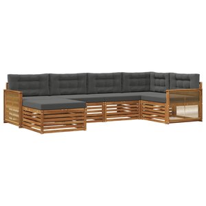 vidaXL Ensemble de canapés d'extérieur 6 pc Naturel et Anthracite