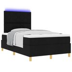 vidaXL Lit à ressort LED avec matelas Noir 120 x 200 cm tissu