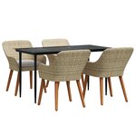 vidaXL Ensemble de salle à manger pour jardin 5 Pièces Beige polyrotin