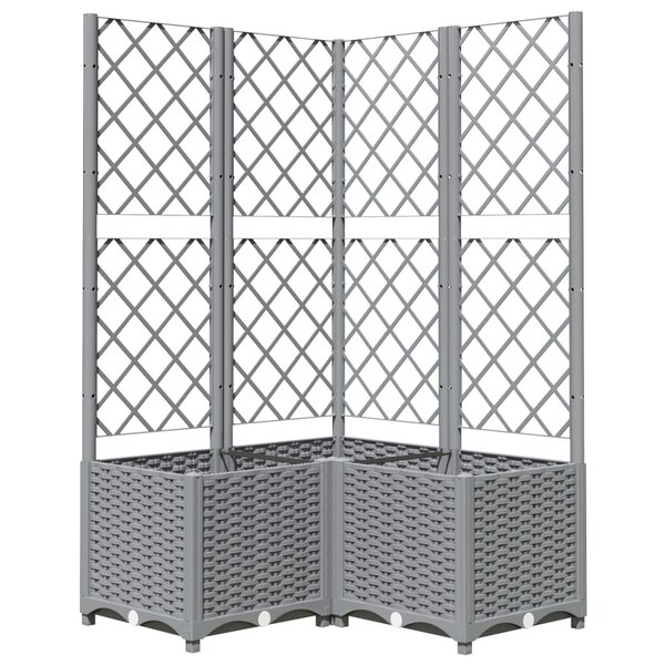 vidaXL Jardinière avec treillis Gris clair 80x80x136 cm PP