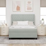 Lit à sommier box avec matelas et éclairage LED gris clair 140x190 cm velours