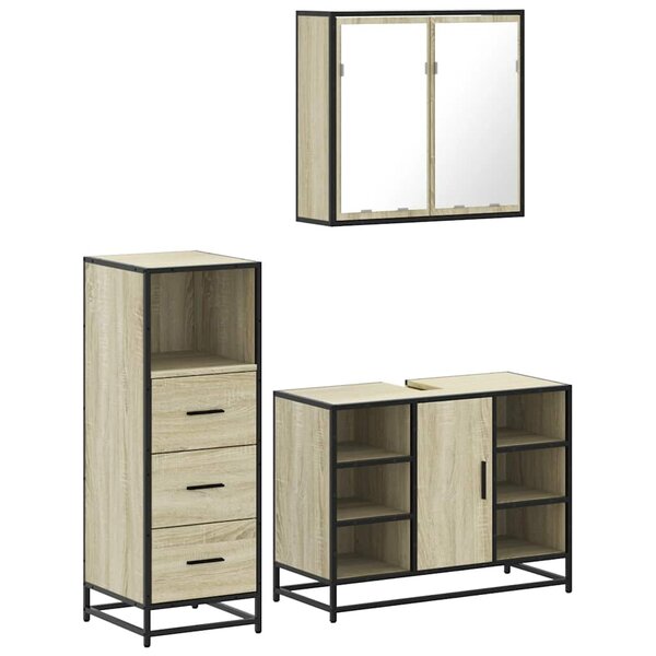 vidaXL Ensemble de meubles de salle de bain 3 Pièces chêne sonoma