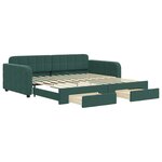 vidaXL Lit de jour et gigogne et tiroirs vert foncé 100x200 cm velours