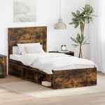 vidaXL Cadre de lit Chêne fumé 90 x 200 cm Bois de pin massif