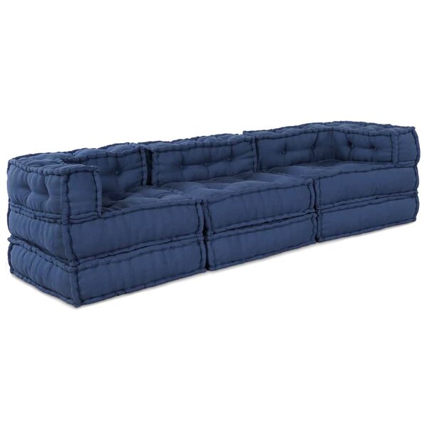 vidaXL Unité de canapé modulaire 3 Pièces Indigo Tissu