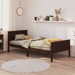vidaXL Cadre de lit Marron foncé Bois de pin massif 90x200 cm