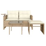 vidaXL Salon de jardin avec coussins 3 Pièces beige résine tressée