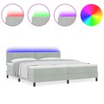 Lit Box Spring vidaXL avec Matelas & Lumière LED Gris clair 200x200 cm Velours
