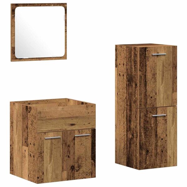 vidaXL Set de Meubles pour Salle de Bain avec porte 3 Pièces Bois Ancien