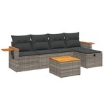 vidaXL Salon de jardin 6 Pièces avec coussins gris résine tressée