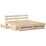 vidaXL Cadre de lit avec tiroir Marron 200 x 200 cm Bois massif en pin