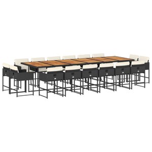 vidaXL Ensemble à manger de jardin 17 Pièces coussins noir résine tressée