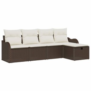 vidaXL Ensemble de canapé de jardin 5 Pièces Marron Poly rotin