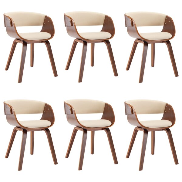 vidaXL Chaises à manger lot de 6 crème bois courbé et similicuir