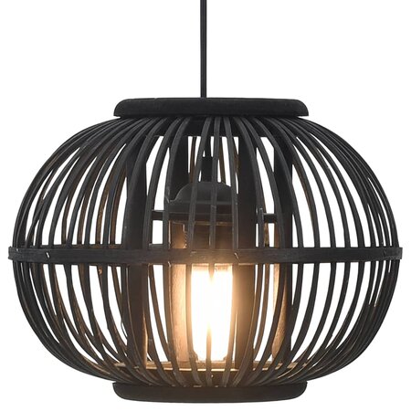 Icaverne - Lampes sublime Lampe suspendue Noir Osier 40 W 30x22 cm Globe E27