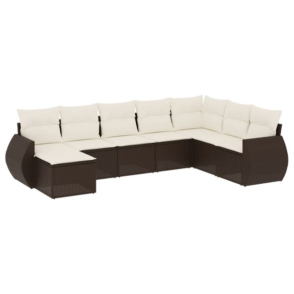 vidaXL Salon de jardin 8 Pièces avec coussins marron résine tressée