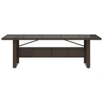 vidaXL Table de jardin avec dessus en verre marron résine tressée