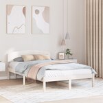 vidaXL Cadre de lit avec tête de lit blanc 135x190 cm en bois massif de pin