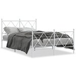 vidaXL Cadre de lit métal avec tête de lit/pied de lit blanc 120x190cm