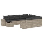 vidaXL Salon de jardin 11 Pièces avec coussins gris clair résine tressée