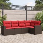 vidaXL Salon de jardin avec coussins 5 Pièces marron résine tressée