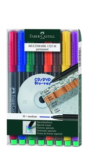 Etui de 8 Marqueurs CD/DVD MULTIMARK Permament Pointe M Assortis FABER-CASTELL