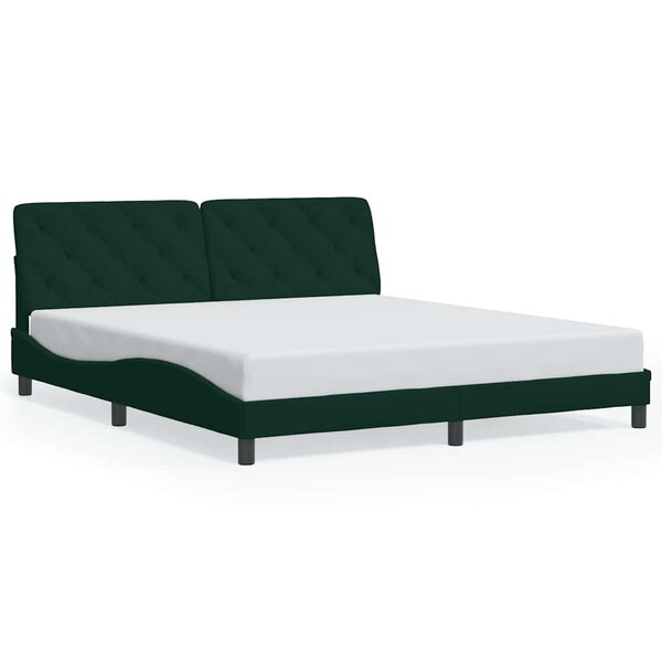 vidaXL Cadre de lit sans matelas vert foncé 180x200 cm velours