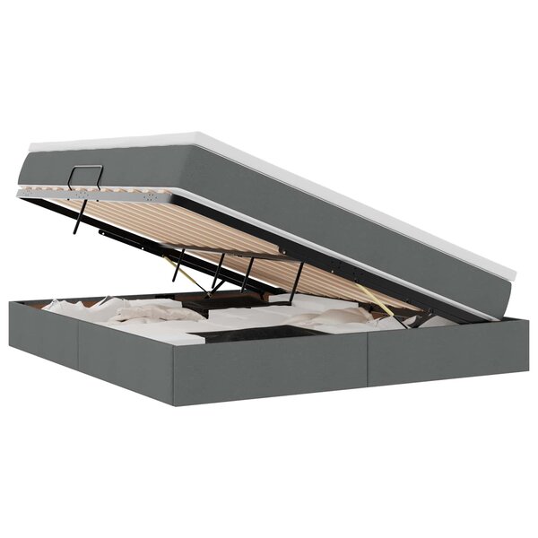 vidaXL Lit avec rangement et matelas Gris foncé 160 x 200 cm Polyester