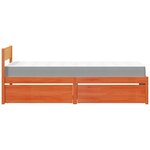 vidaXL Lit avec tiroirs/matelas cire marron 90x200 cm bois massif pin