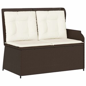 vidaXL Banc de jardin avec coussin Noir et blanc crème polyrotin