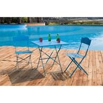 Set bistrot 2 personnes - Table 70x70 cm + 2 chaises - Acier  thermolaqué - Bleu - HIENO