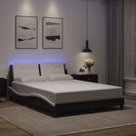 vidaXL Cadre de lit avec lumières LED noir blanc 140x200 cm similicuir