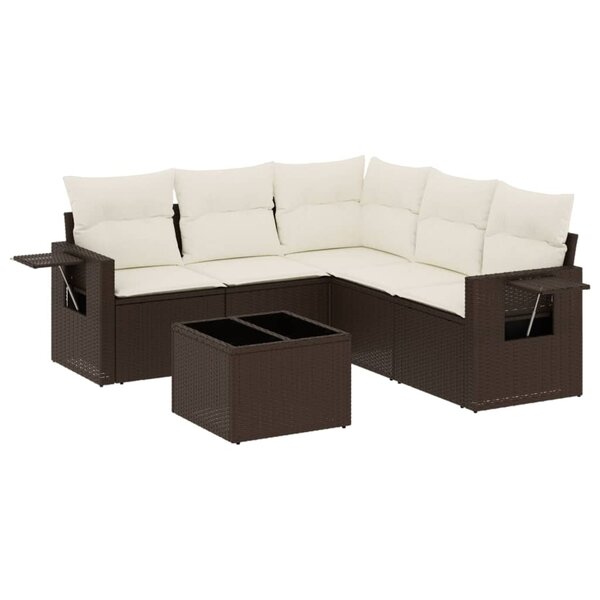 vidaXL Salon de jardin avec coussins 6 Pièces marron résine tressée