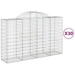 vidaXL Paniers à gabions arqués 30 Pièces 200x50x120/140 cm Fer galvanisé