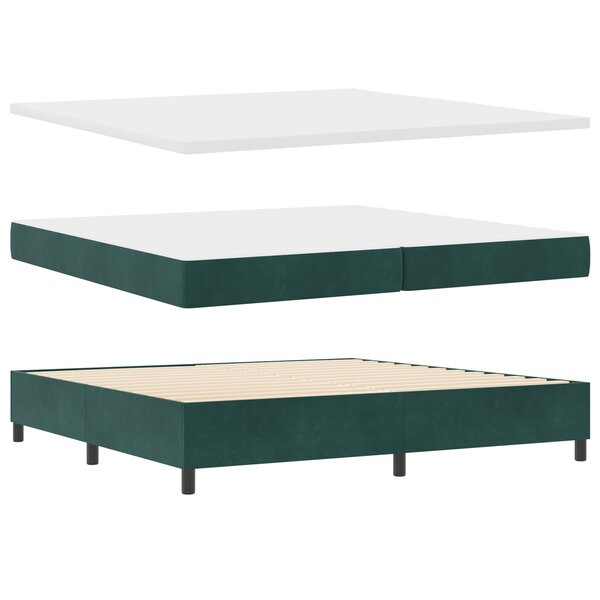vidaXL Lit à ressorts avec matelas & banc vert foncé 200x200 cm velours