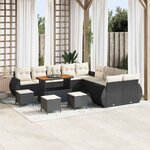 vidaXL Ensemble de canapé de jardin 14 Pièces Noir polyrotin