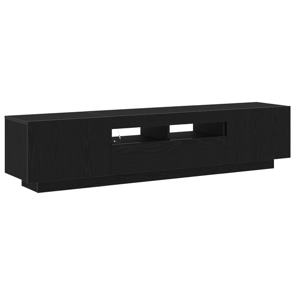 Meuble TV vidaXL avec des lumières LED en chêne noir de 180x35x40 cm en bois d'ingénierie